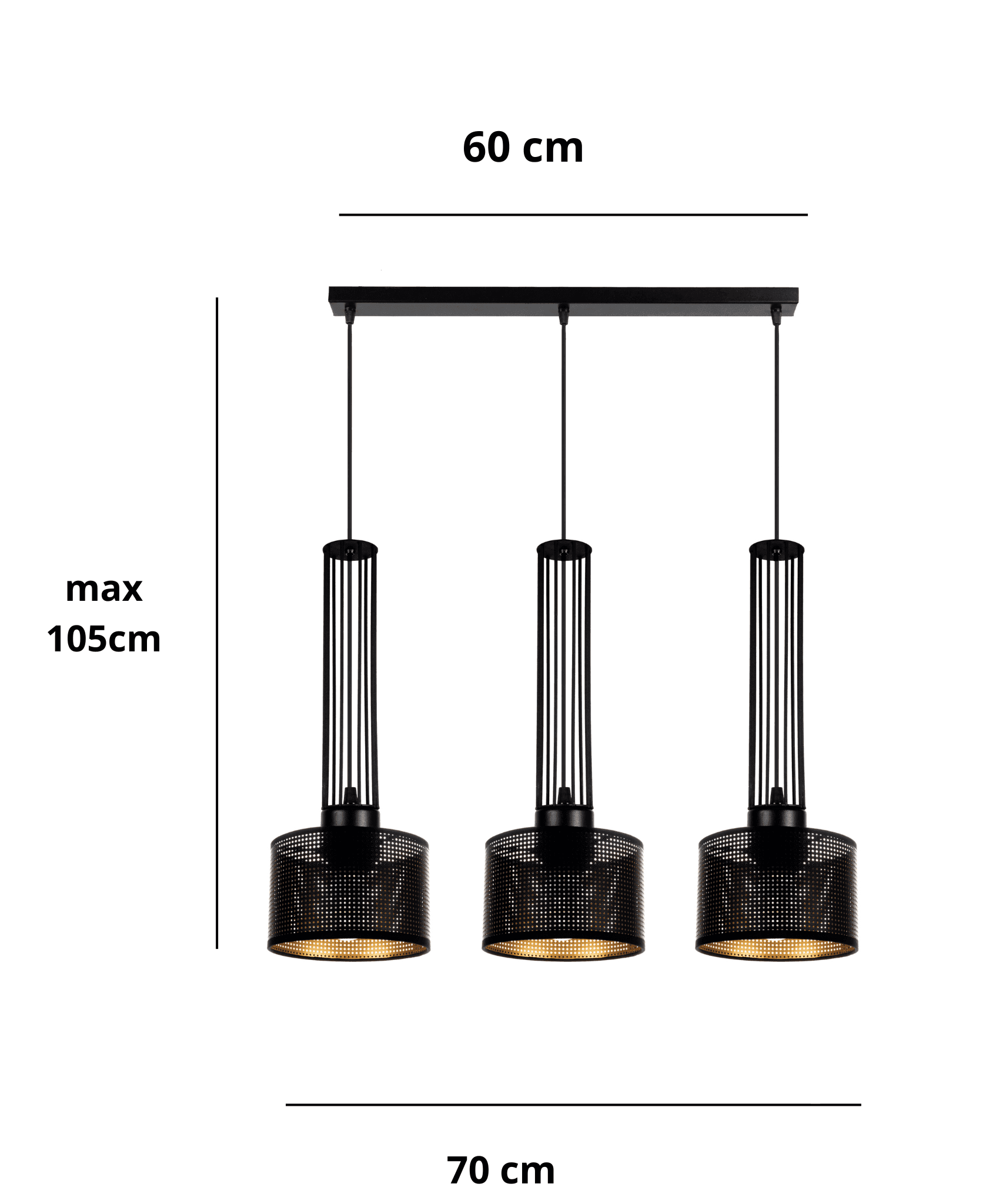 Schemat wymiarów szyny sufitowej