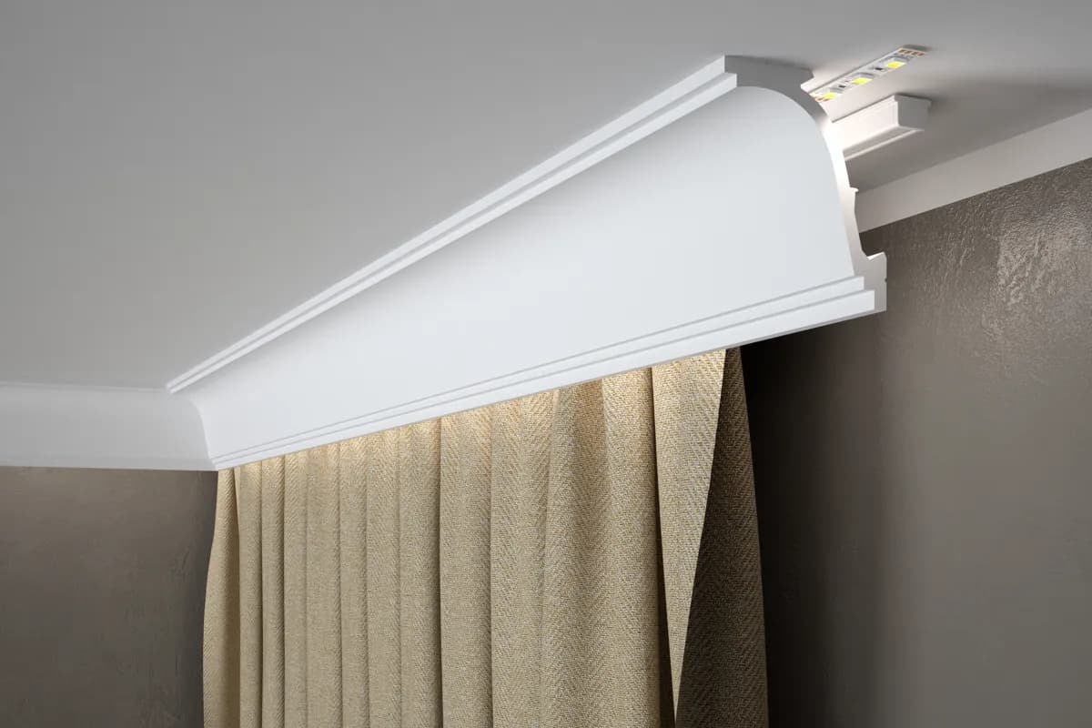 Maskownica karnisza MD110 z dedykowaną przestrzenią na LED o profilu 8,9 x 10,6 cm