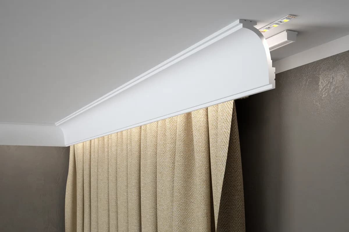 Kompaktowa maskownica karnisza MD111 o profilu 9,2 x 6,2 cm z oświetleniem LED