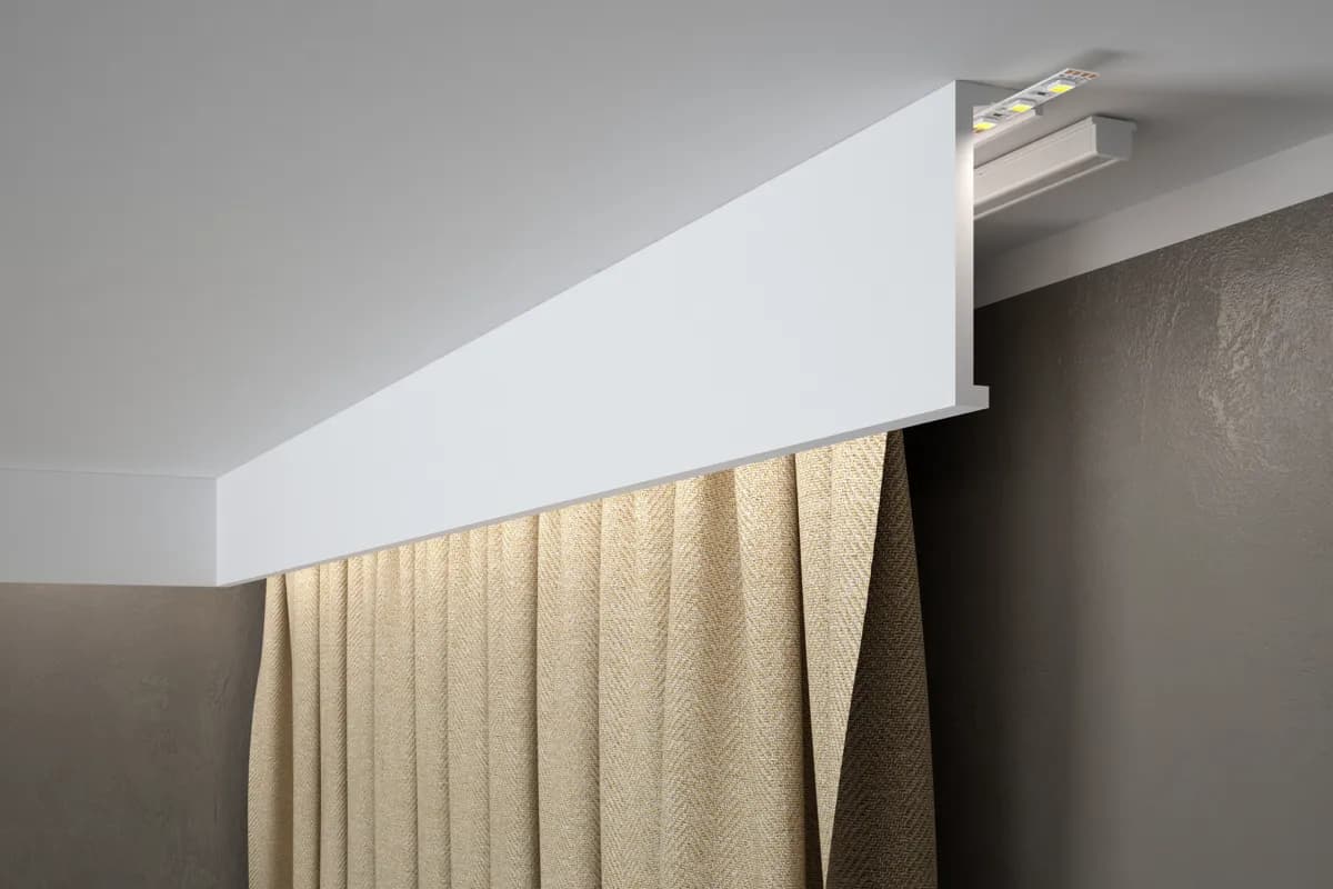 Nowoczesna maskownica karnisza QL035 z gładką powierzchnią i LED