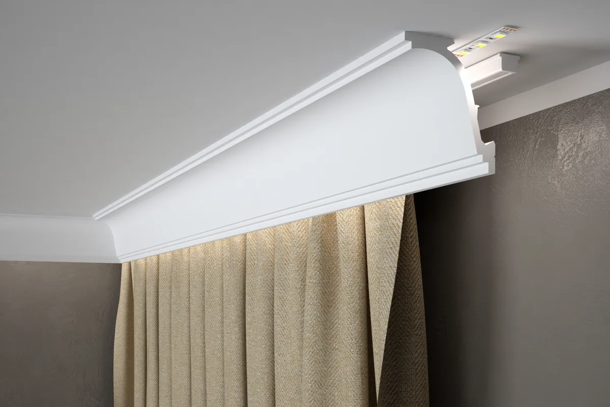 Maskownica karnisza MD110 z dedykowaną przestrzenią na LED o profilu 8,9 x 10,6 cm