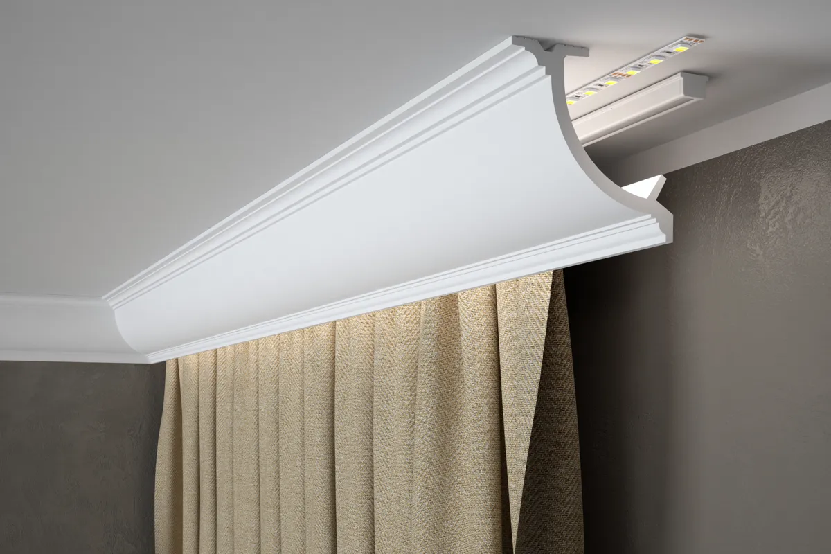 Premium maskownica karnisza QL027 o kwadratowym profilu 11 x 11 cm z podświetleniem LED