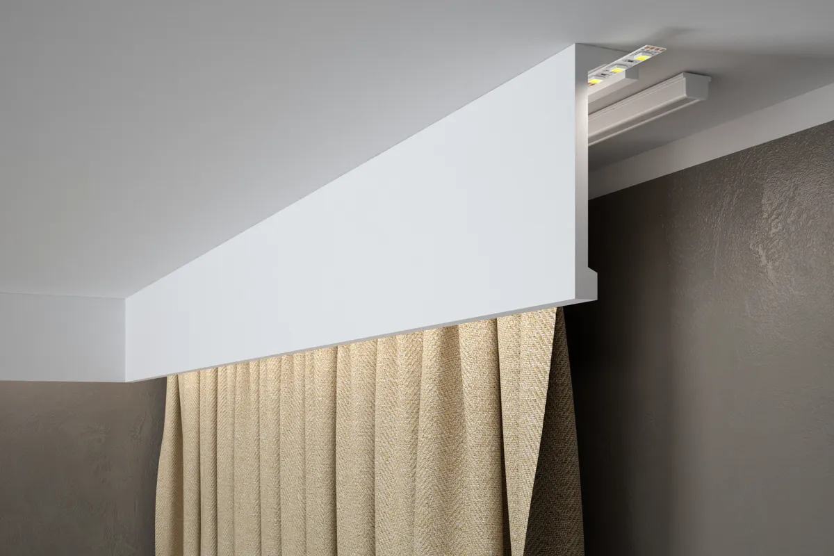 Wysoka maskownica karnisza QL036 o profilu 14,8 cm z LED LightGuard