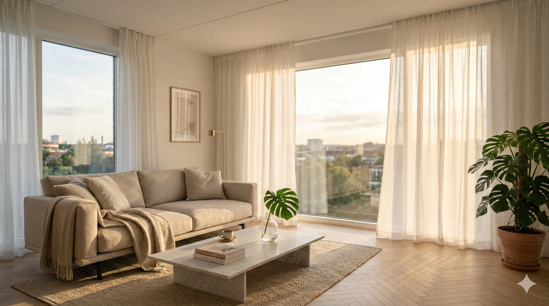 Elegancki salon ze zlotym swiatlem