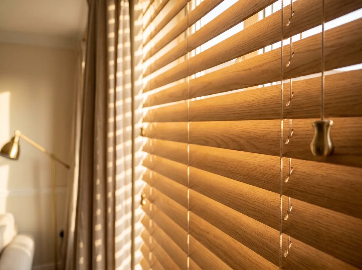 Żaluzje drewniane 50mm — naturalne drewno dębowe, Łódź